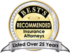 We are proud to have made Best’s Recommended Insurance Attorneys list for over 25 years.